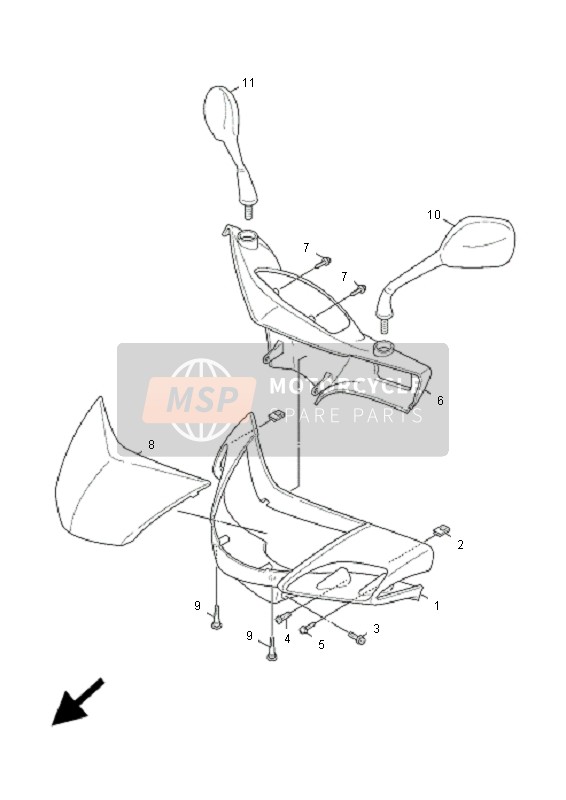 5MLF62801200, Rear View Mirror Assy(Left), Yamaha, 1